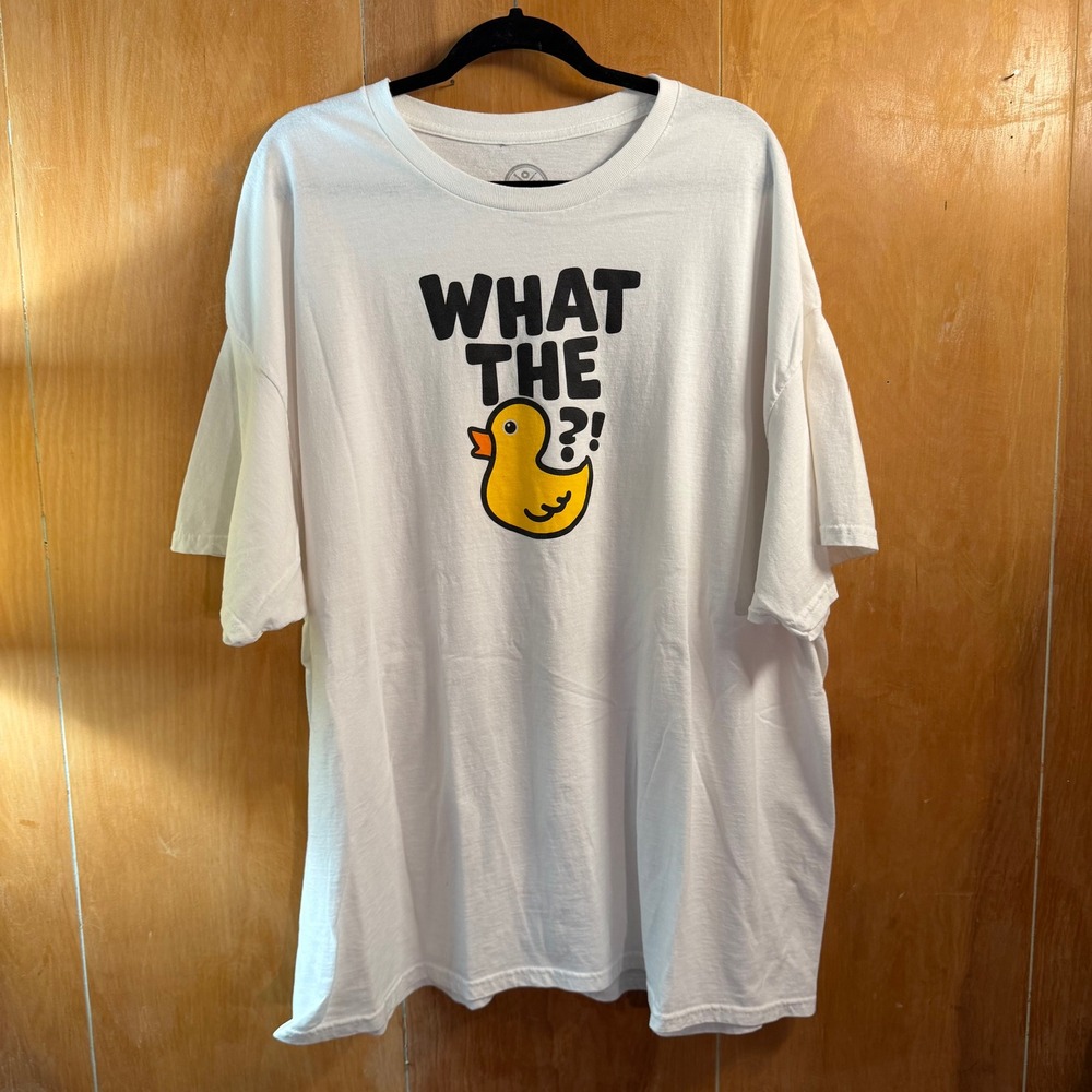 DOM‎ What The Duck Graphic T-Shirt White Cotton Short Sleeve Tee 3XL